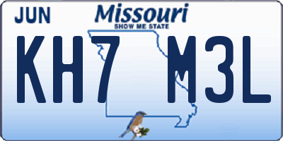 MO license plate KH7M3L
