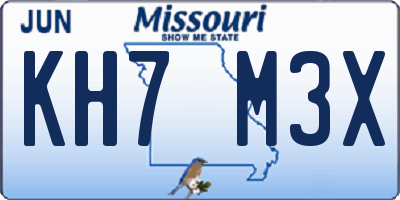 MO license plate KH7M3X