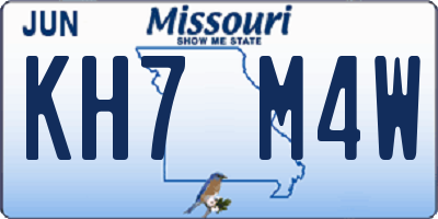 MO license plate KH7M4W