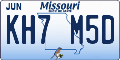 MO license plate KH7M5D