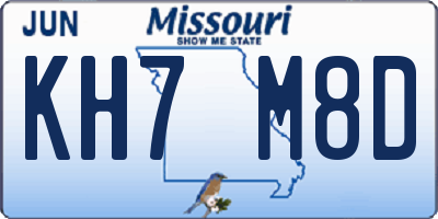 MO license plate KH7M8D