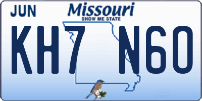 MO license plate KH7N6O