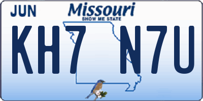 MO license plate KH7N7U