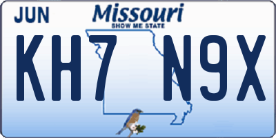 MO license plate KH7N9X