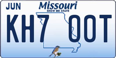 MO license plate KH7O0T