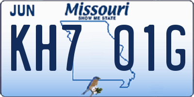 MO license plate KH7O1G