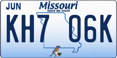 MO license plate KH7O6K