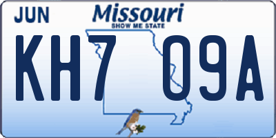 MO license plate KH7O9A