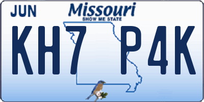 MO license plate KH7P4K