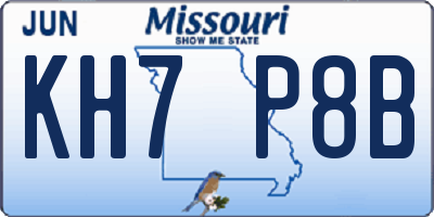 MO license plate KH7P8B