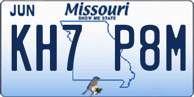 MO license plate KH7P8M