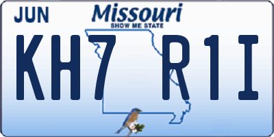 MO license plate KH7R1I
