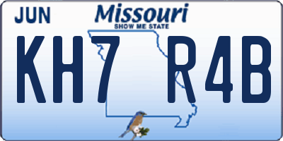 MO license plate KH7R4B
