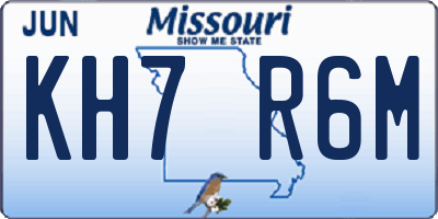 MO license plate KH7R6M