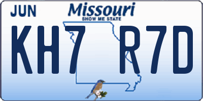 MO license plate KH7R7D