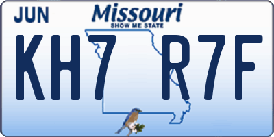 MO license plate KH7R7F