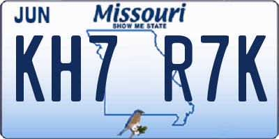 MO license plate KH7R7K