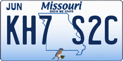 MO license plate KH7S2C