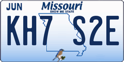 MO license plate KH7S2E
