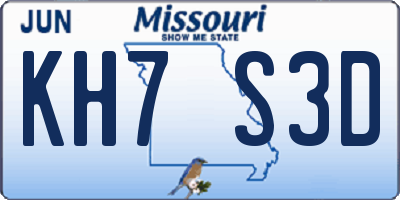 MO license plate KH7S3D