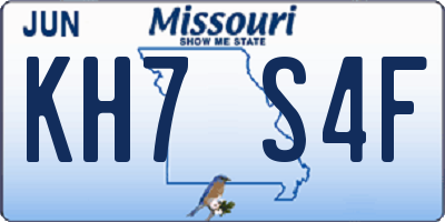 MO license plate KH7S4F