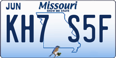 MO license plate KH7S5F