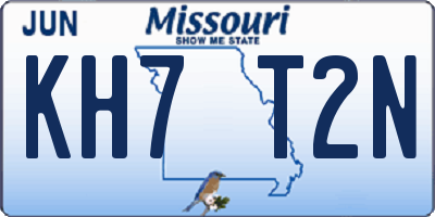 MO license plate KH7T2N