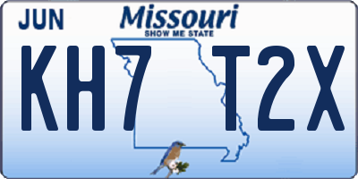 MO license plate KH7T2X