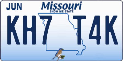 MO license plate KH7T4K
