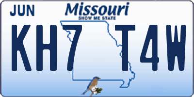 MO license plate KH7T4W