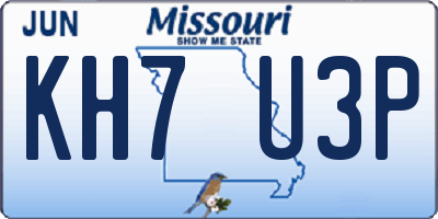 MO license plate KH7U3P