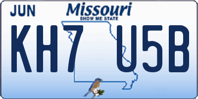 MO license plate KH7U5B