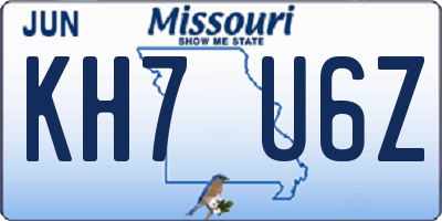 MO license plate KH7U6Z