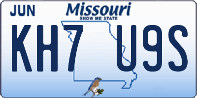 MO license plate KH7U9S