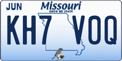 MO license plate KH7V0Q