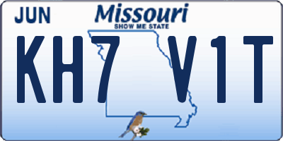 MO license plate KH7V1T