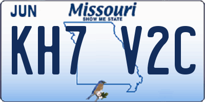 MO license plate KH7V2C