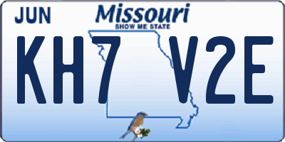 MO license plate KH7V2E