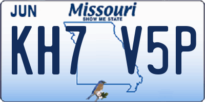MO license plate KH7V5P