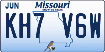 MO license plate KH7V6W