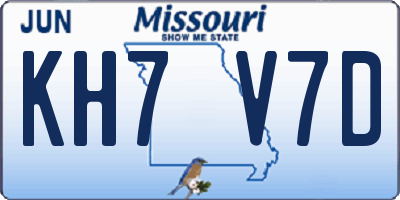 MO license plate KH7V7D