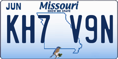 MO license plate KH7V9N