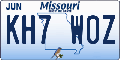 MO license plate KH7W0Z