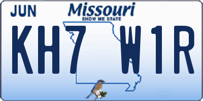 MO license plate KH7W1R