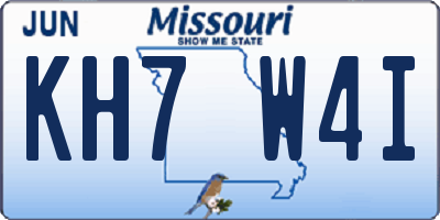 MO license plate KH7W4I