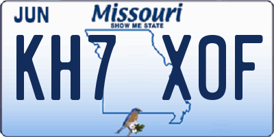MO license plate KH7X0F