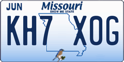 MO license plate KH7X0G