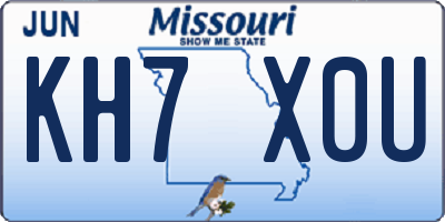 MO license plate KH7X0U