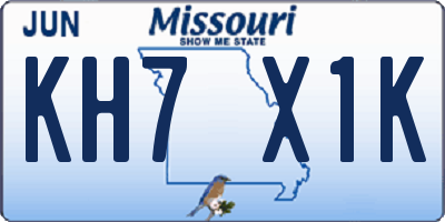 MO license plate KH7X1K