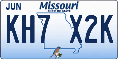 MO license plate KH7X2K